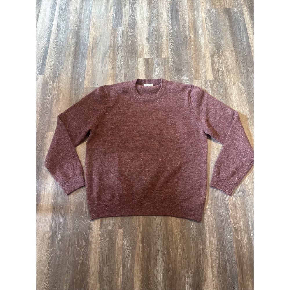 Frye & Co. Men's XXL Sweater Burgundy Speckled Wool Blend Crewneck Pullover